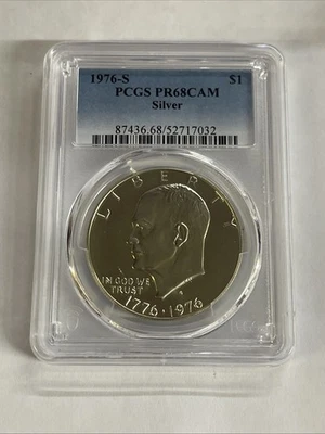 1976 S $1 Silver Ike Eisenhower Dollar Proof PCGS PR68CAM - Beautiful! - Image 1 of 2