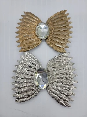 Lote de 2 fivelas vintage de cinto de penas de arco tom prata e dourado - Imagem 1 de 4