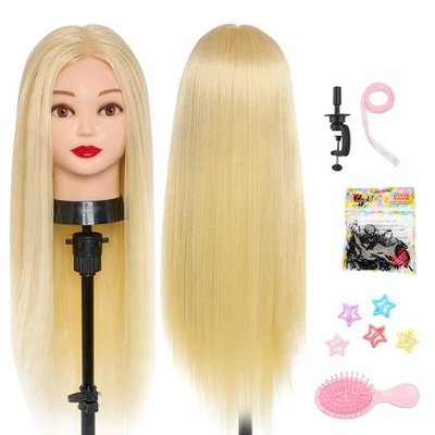 NEVERLAND BEAUTY & HEALTHY Testine da allenamento 26" cosmetology manichino testa da acconciatura testa per esercizi fai da te set