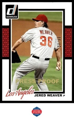 2014 Donruss #165 Jered Weaver Press Proofs 金色 #/99 — 第 1/2 张图片