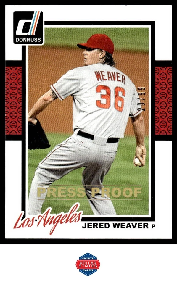 2014 Donruss #165 Jered Weaver Press Proofs 金色 #/99 — 第 1/2 张图片