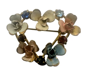 Broche prendedor vintage esmaltado hecho en Austria flores joyería retro floral - Imagen 1 de 6
