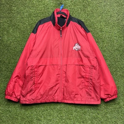 Jaqueta Starter Masculina Vintage Ohio State Buckeyes XL Vermelha NCAA Zíper Completo OSU 2000s - Imagem 1 de 4