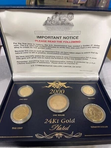 2000 US Mint Uncirculated Coin Set 24kt Gold Plated With Certificate - Picture 1 of 3