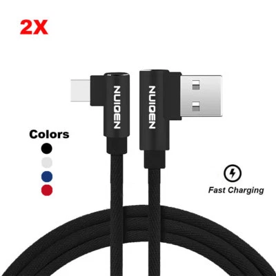 2X USB Type C Nylon Right Angle Charging Cable - Image 1 of 4