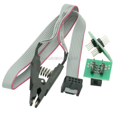 SOIC8 SOP8 Test Clip For EEPROM 93/25 /24Cx in-Circuit Programming + 2 Adapters - Image 1 of 4