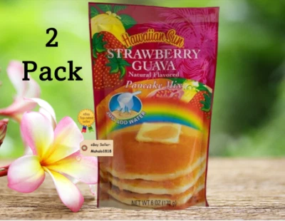 ☀️ Dos (2) Mezcla de panqueques con sabor natural de guayaba de fresa solar hawaiano 6 oz Foto 1 de 4