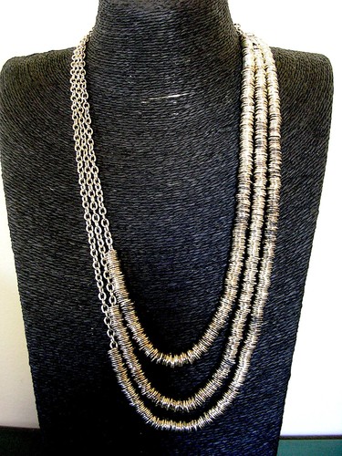 Collana Moschino Couture firmata argento catena maglia e anelli di salto con scatola