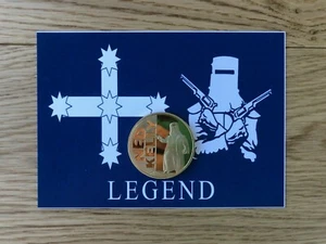 NED KELLY EUREKA FLAG 1 Oz 24K 999 GOLD PLATED COIN WITH COLLECTORS CARD SET - Picture 1 of 5