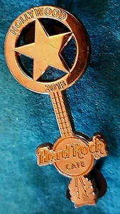 HOLLYWOOD BLVD WALK OF FAME COPPER STAR CUT AWAY GUITAR Hard Rock Cafe PIN - Picture 1 of 1