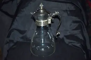 Vintage Glass Carafe Silver Plate Handle  Victorian Style 11” H - Picture 1 of 18