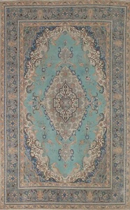 Vintage Over-Dyed Floral Tebriz Area Rug Evenly Low Pile Handmade Carpet 7'x10' - Picture 1 of 12