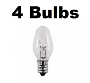 4 Night Light / Candle Lamp Bulbs -7 watt, C7, Clear, Candelabra (7C7C) - Picture 1 of 1