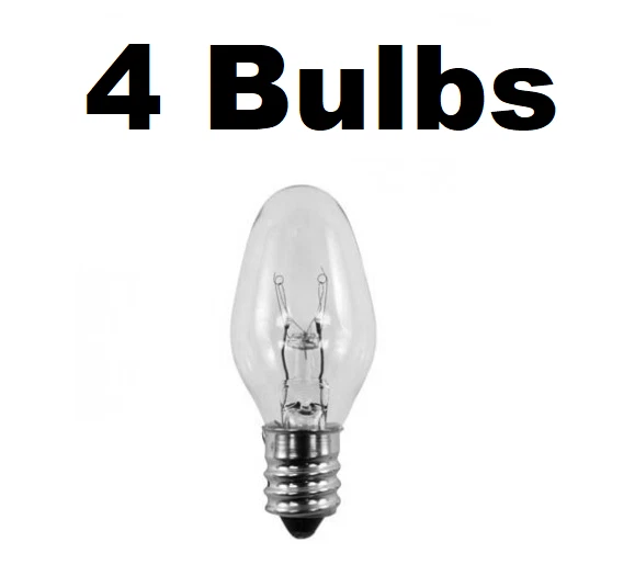 4 Night Light / Candle Lamp Bulbs -7 watt, C7, Clear, Candelabra (7C7C) - Image 1 of 1