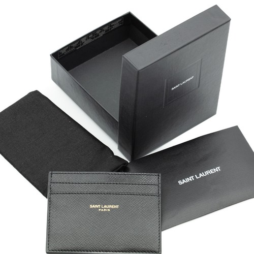 SAINT LAURENT (YSL) AUTENTICO ASTUCCIO PORTA CARTE SAINT LAURENT PARIS IN PELLE DI CORTECCIA RIVESTITA ORO