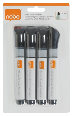 Nobo® 1905322 Glasboardmarker Marker für Glas-Whiteboards schwarz, 4 Stück - Bild 1 von 2