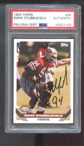 1993 Topps #64 Dana Stubblefield ROOKIE RC AUTO SIGNED Autograph Card PSA/DNA - Picture 1 of 2