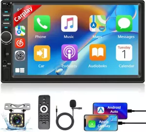 7" Double 2Din Car Stereo CarPlay Andriod Auto BT Touch Screen MP5 Radio Camera - Picture 1 of 23