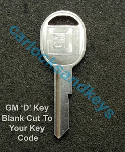 1968 Buick Wildcat OEM GM 'D' Key Blank Cut To Your Key Code - 1 Working Key! - Picture 1 of 1