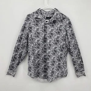 Bugatchi OoohCotton Tech Shirt Button Up Long Sleeve White Black Size L Mens - Picture 1 of 10