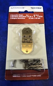 2er Pack dekorative Messingscharniere 3/4 Zoll. x 1-13/16 Zoll. mit Schrauben - Bild 1 von 3