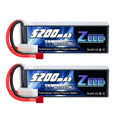 Zeee 11,1V 5200mAh 3S Lipo Akku T Plug 50C für RC Flugzeug Auto Boot UAV Tank 2x - Bild 1 von 4