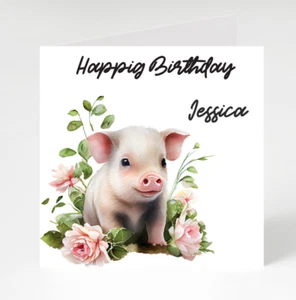 Personalisierte lustige Geburtstagskarte, Schwein Geburtstagskarte für Tochter, Ehemann - Bild 1 von 3