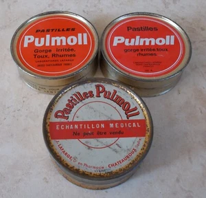 Lot 3 vintage tin boxes Pastilles PULMOLL antique France collection french candy - Picture 1 of 4