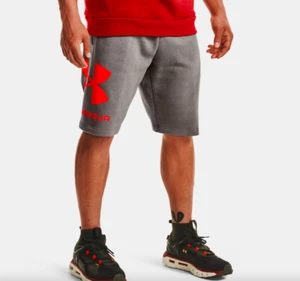 Under Armour Pantaloncini Uomo Rival Pile Grande Logo Grigio 1357118 066 Taglia S  - Foto 1 di 7