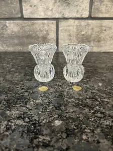 (2) Vtg Princess House Lead Crystal Small Bud Vases Toothpick Holders W Germany - Picture 1 of 9