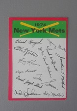 1974 Topps  New York Mets Team Checklist Tom Seaver