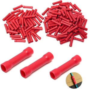 500 stk Stossverbinder rot isoliert 0,5 x 1,5 mm Quetschverbinder Stoßverbinder - Bild 1 von 12
