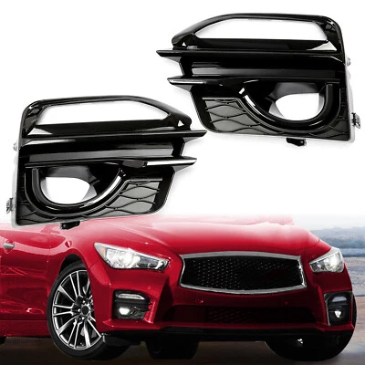 Front Bumper Fog Light Cover Bezel Trim For Infiniti Q50 Sport 2014-2017 LH & RH Foto 1 de 4