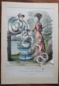 Stampa FIgurino moda abbigliamento epoca donna - Milano - 1881 giugno - Picture 1 of 1
