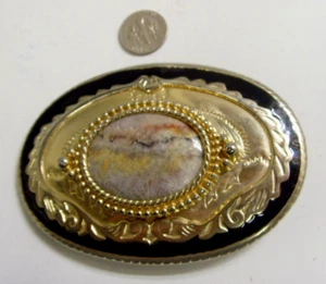 Hebilla de cinturón de jaspe de jaspe de piedras preciosas naturales únicas de la década de 1950 47960 - Imagen 1 de 4