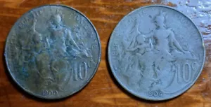 1900 & 1906 - 10 Centimes France Bronze Coin - Picture 1 of 4