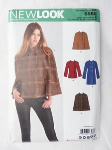 New Look 6586 Asymmetric or Double Breasted Poncho Jacket Coat Sizes 8-20 NEW - Picture 1 of 2