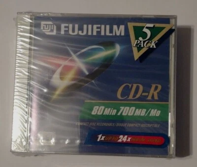 Fujifilm CD-R 80 Min 700 Mb/Mo 5 Pack Discs New Sealed Box - Image 1 of 2