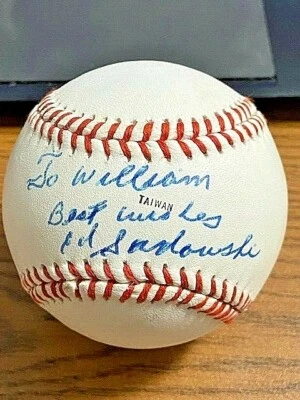 ED SADOWSKI SIGNED AUTOGRAPHED LL BASEBALL!  Red Sox, Angels, Braves! - Image 1 of 2