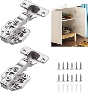 Soft Close Scharniere 95° Einsatz 35 mm Satin Nickel für Schrank Schrank 1 Paar - Bild 1 von 8