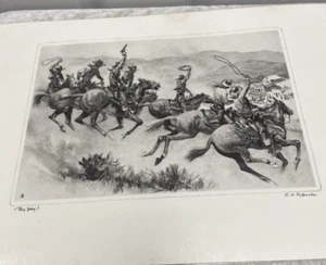 VINTAGE R.H. Palenske Signed Prints Western Decor Placemats Set of 4 Very Rare - Picture 1 of 14