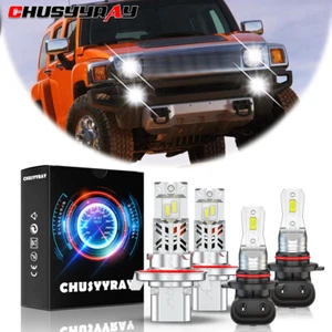 For Hummer H3 2006-2007 2008 2009 2010 LED Headlight Hi/Lo + Fog Light Bulbs Kit - Picture 1 of 21