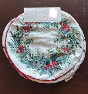 Nicole Miller Home Christmas Wreath Placemats Set Of 4 Holly Berry - Picture 1 of 1