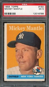 BB - 1958 Topps - #150 - Mickey Mantle - PSA 5 - EX