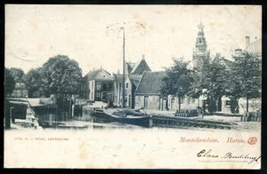 NETHERLANDS Monnikendam Postcard 1903 Harbor Street View - Imagen 1 de 2