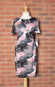 Phase Eight Pink Black Floral Kimiko Tucked Dress UK 10 - Picture 1 of 12