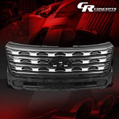 ABS 光面黑色灰色 OE 风格前盖格栅适用于 2016 - 2017 福特探索者 — 第 1/4 张图片