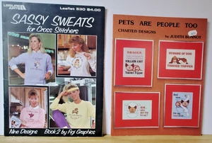 2 Cross Stitch Pattern Booklets - Pets and Sassy Sayings - Picture 1 of 2