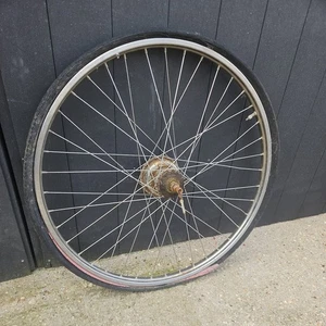 vintage 26 x 1 3/8" Rear Bicycle Wheel Stainless Rim sturmey archer 4 speed C935 - Picture 1 of 11