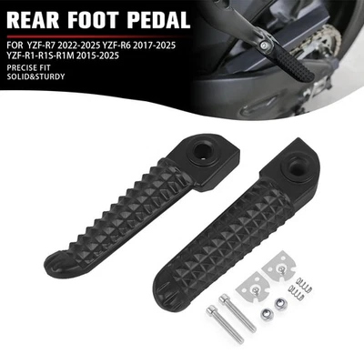 Rear Footrests Foot Pegs For Yamaha YZF-R7 2022-2025 YZF-R6 17-25 YZF-R1 R1S R1M - Image 1 of 4